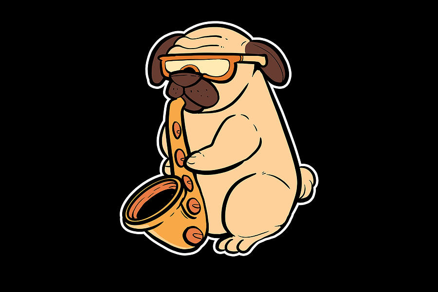 Saxophone Dog Owner Musician Dogs Jazz Music Gift Painting by Amango