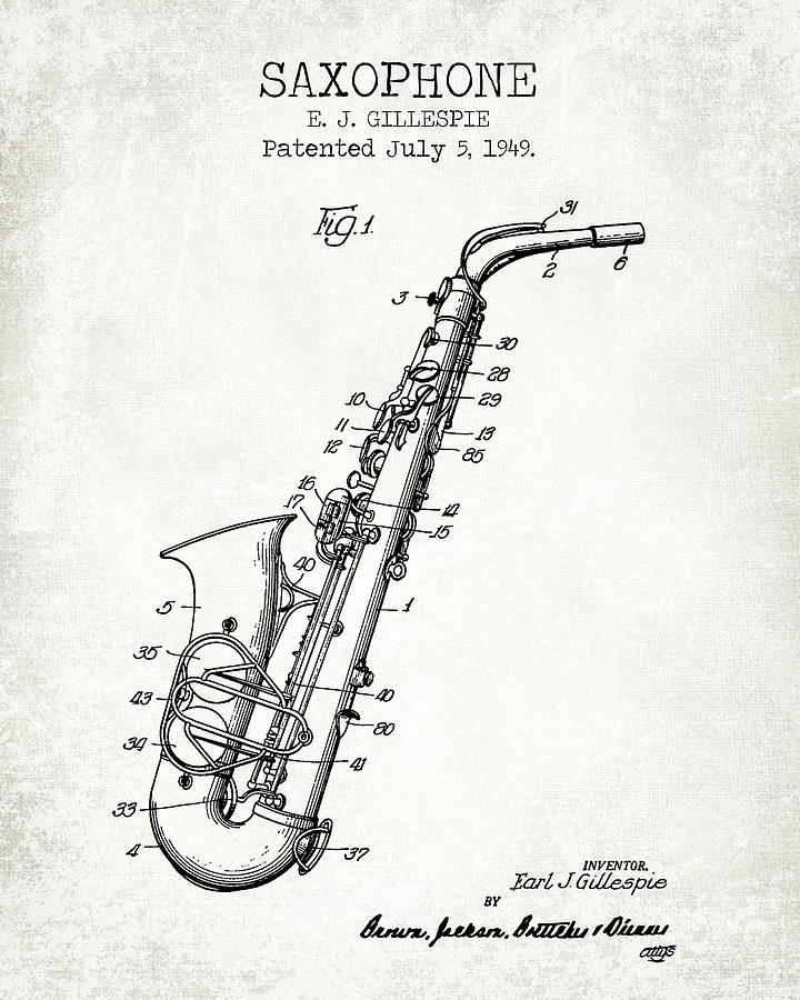 Saxophone Patent Digital Art By Dennson Creative