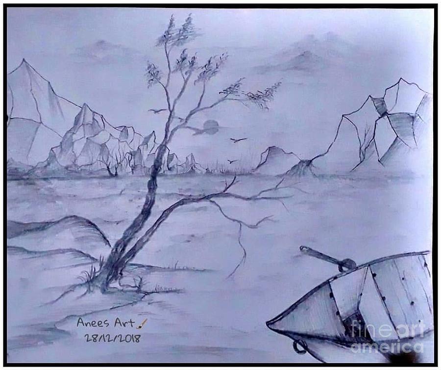 Landscape Drawing - Scenery #2 by Mohammad Anees Mansoori