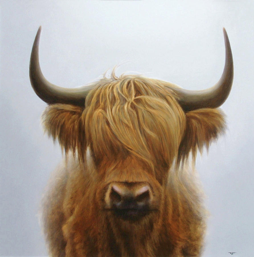 Scott Highland Cattle #2 Painting by Zusheng Yu