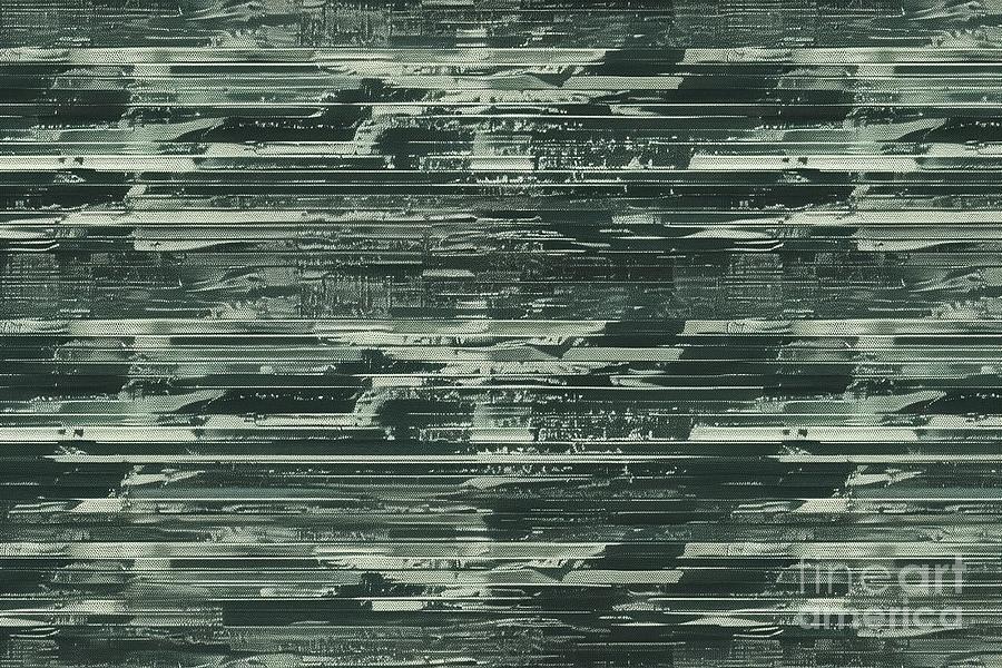 Vintage Painting - Seamless Faded Horror Green Retro Vhs Scanlines Or Tv Signal Static Noise Pattern Television Screen Or Video Game Pixel Glitch Damage Background Texture Vintage Analog Grunge Dystopiacore Backdrop #2 by N Akkash