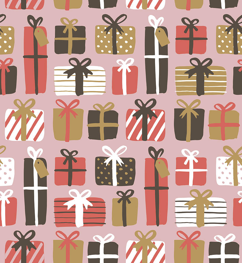 Seamless pattern of gift boxes #2 Drawing by Discan