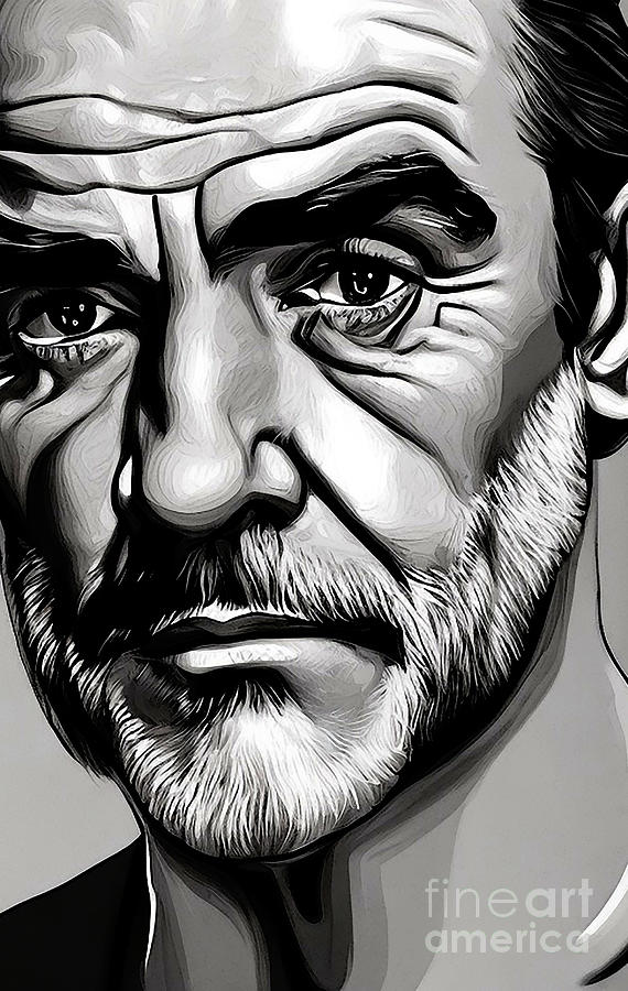 Sean Connery Actor Portrait Digital Art Mixed Media by Lisa Von - Fine ...