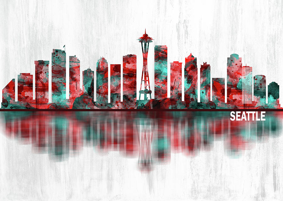 Seattle Washington Skyline Mixed Media