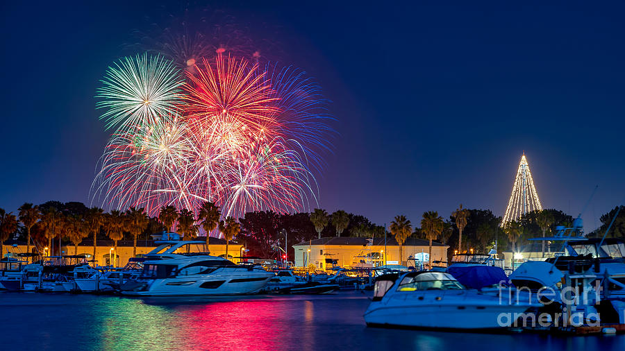SeaWorld Fireworks Show from Dana Landing Marina in Mission Bay #2 Photograph by Sam Antonio