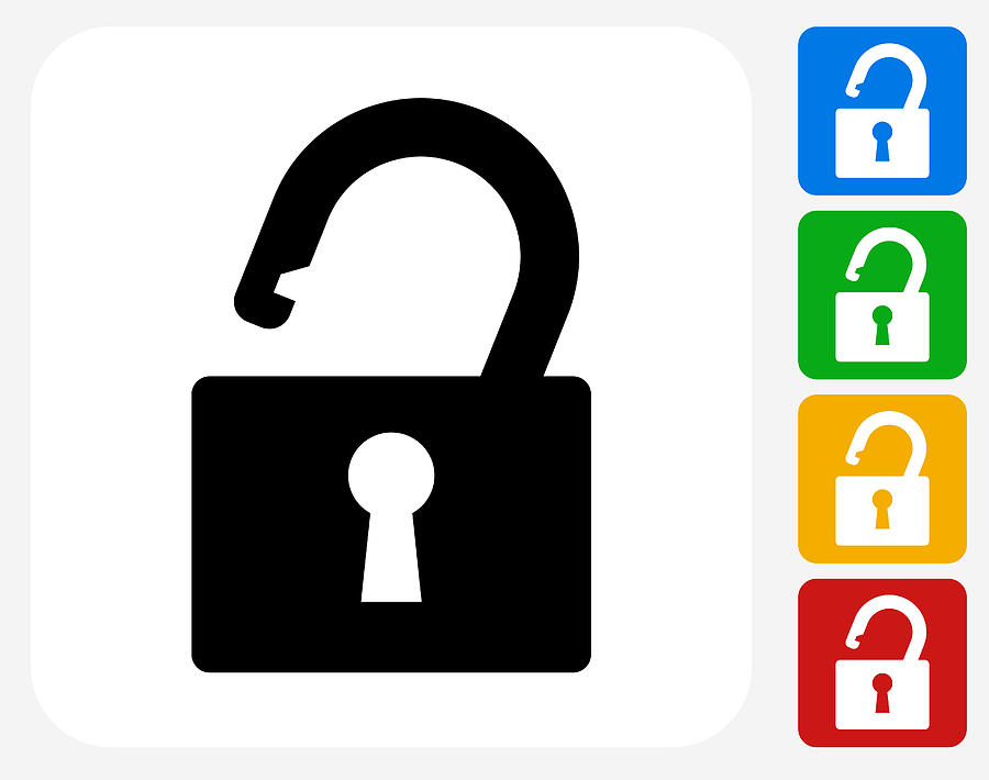 Security Lock Icon Flat Graphic Design #2 Drawing by Bubaone