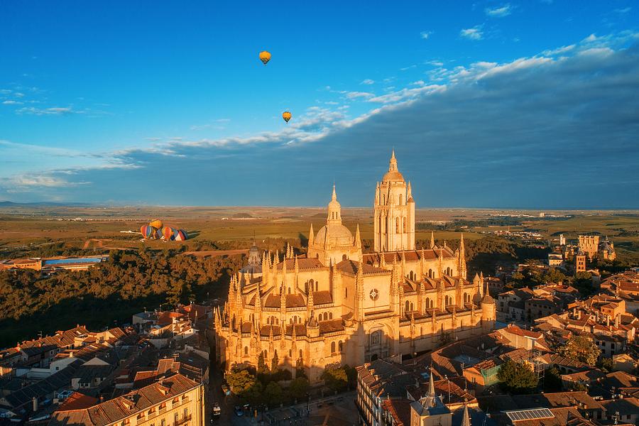 Segovia Cathedral aerial view sunrise #2 Photograph by Songquan Deng