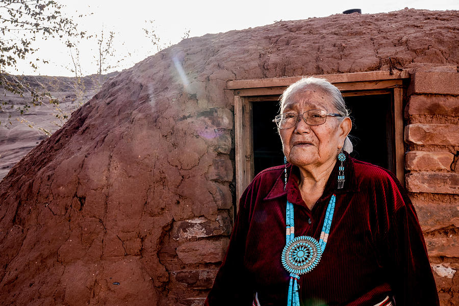 Senior Native American Navajo Woman in Monument Valley Outside a Traditional Hogan #2 Photograph by Grandriver Senior Native American Navajo Woman in Monument Valley Outside a Traditional Hogan #2 Photograph by Grandriver