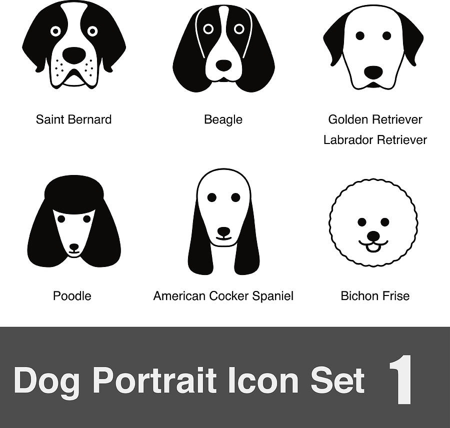Set Of Cute Dog Face Icons, Vector Illustration #2 Drawing by Hakule