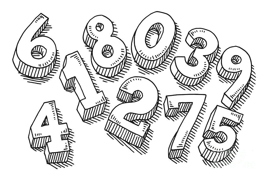 Set Of Numbers Drawing Drawing by Frank Ramspott Pixels