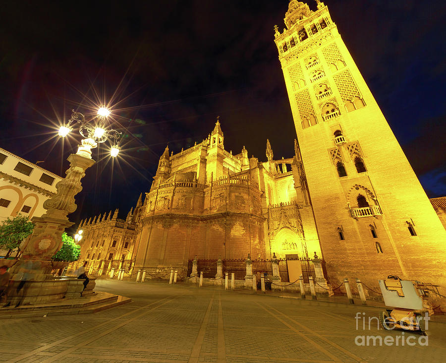 Seville Cathedral Spain at night #2 Photograph by Benny Marty