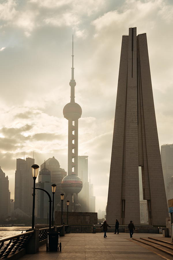 Shanghai morning with sunny sky  #2 Photograph by Songquan Deng
