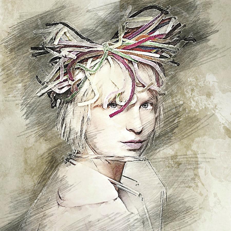 Sia Pencil Drawing Drawing by Bechtelar Natalia Pixels