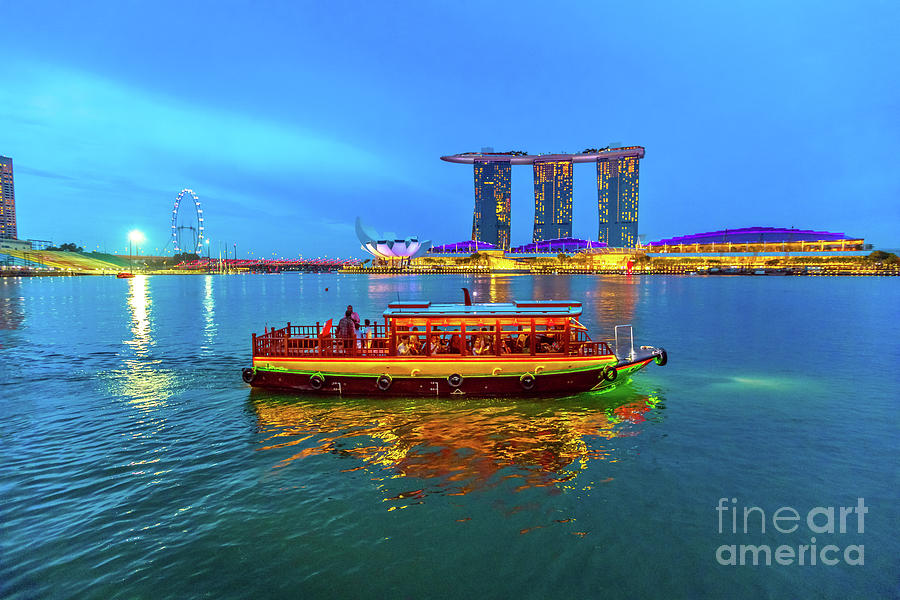 Singapore Harbor Skyline #2 Digital Art by Benny Marty