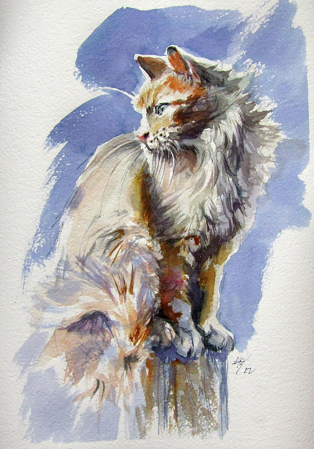 Sitting cat Painting by Kovacs Anna Brigitta - Fine Art America