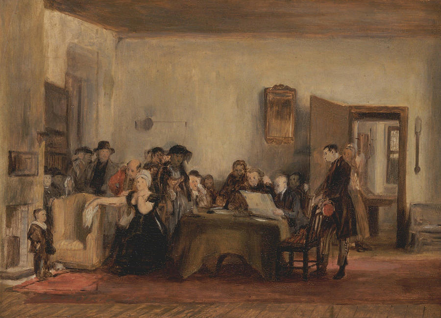 David Wilkie Painting - Sketch for The Reading of a Will   #2 by David Wilkie