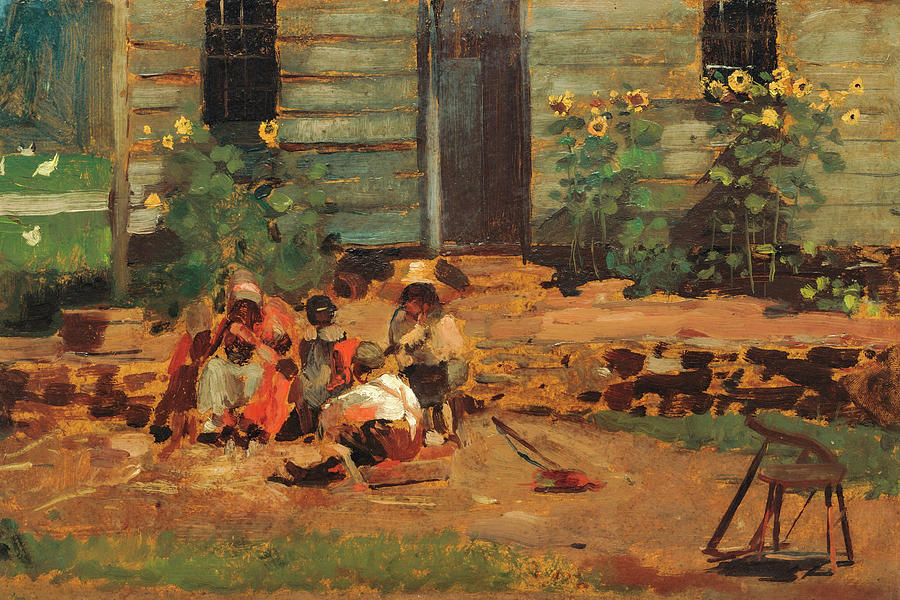 American Artists Painting - Sketch of a Cottage Yard #2 by Winslow Homer