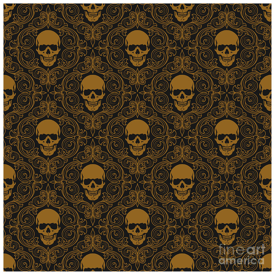 Halloween Digital Art - Skull Pattern Bones Heavy Metal Cemetery #2 by Mister Tee