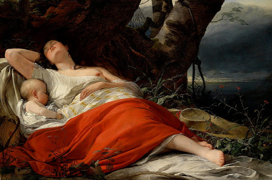Nude Painting - Sleeping Fisherwoman #2 by Friedrich von Amerling