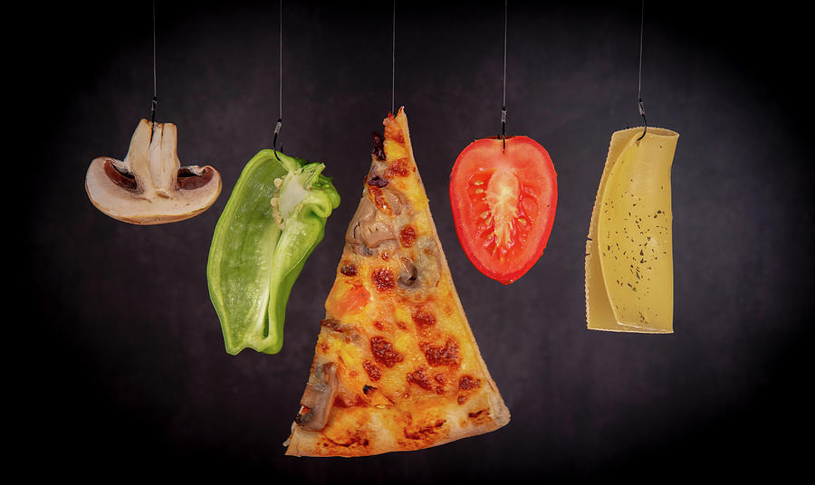 Slice of mozzarella pizza tomato cheese peeper and mushroom ingredients Photograph by Michalakis Ppalis