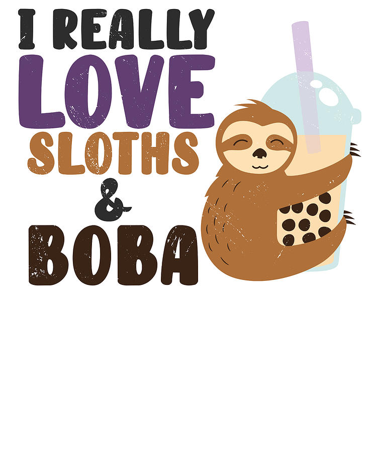 Nature Digital Art - Sloth and Boba Tea Lazy Sloth Bubble Tea  #2 by Toms Tee Store