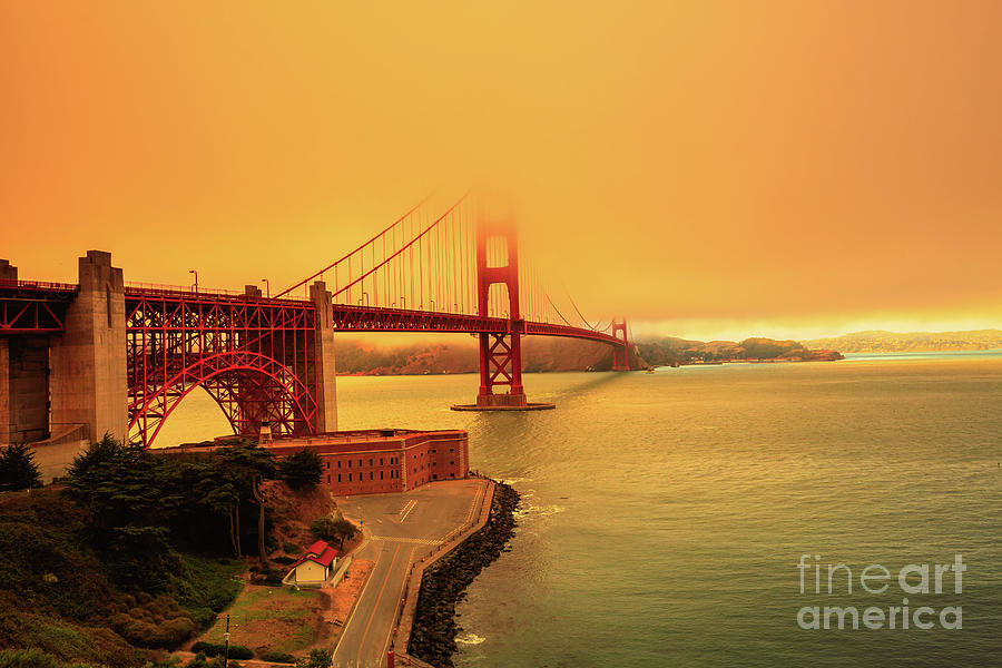 Smoky sky in Golden Gate Bridge #2 Photograph by Benny Marty