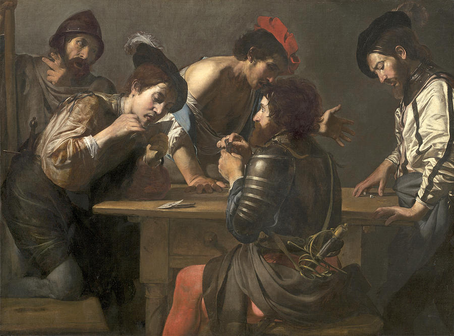 Soldiers Playing Cards and Dice, The Cheats #2 Painting by Valentin de Boulogne