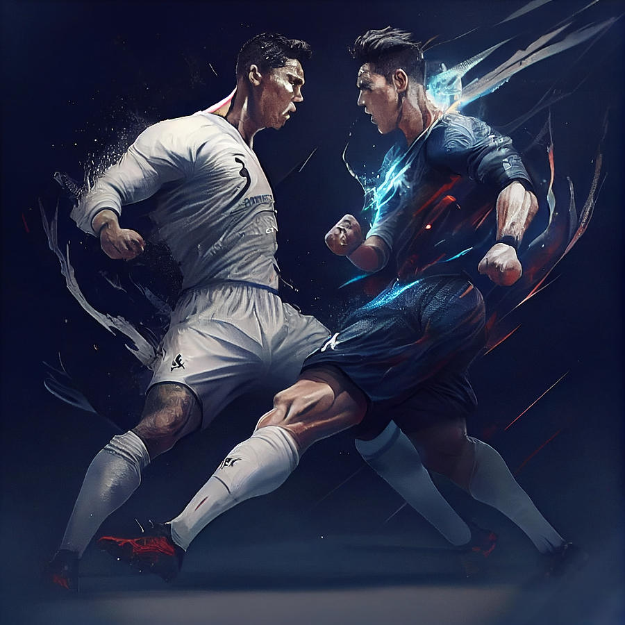 Fantasy Digital Art - Son  Heung  min  vs  Cristiano  Ronaldo  CR7  two  socc  by Asar Studios #2 by Celestial Images