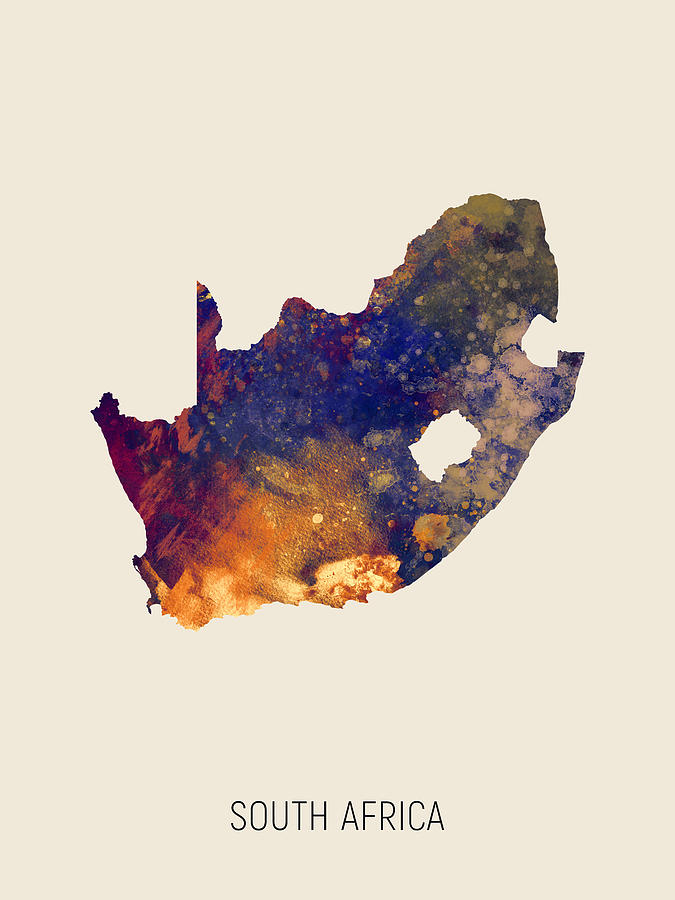 South Africa Watercolor Map #2 Digital Art by Michael Tompsett