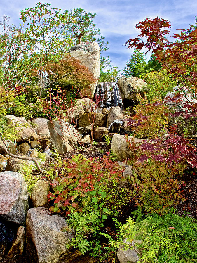 South Waterfall in Japanese Garden in Meijer Gardens in Grand Rapids, Michigan  #2 Photograph by Ruth Hager