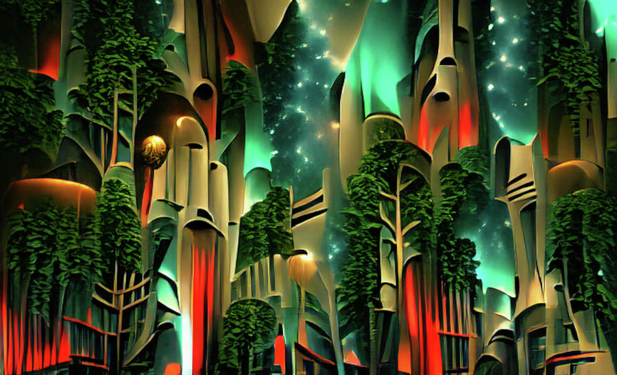 Space Forest #2 Digital Art by Michael Canteen