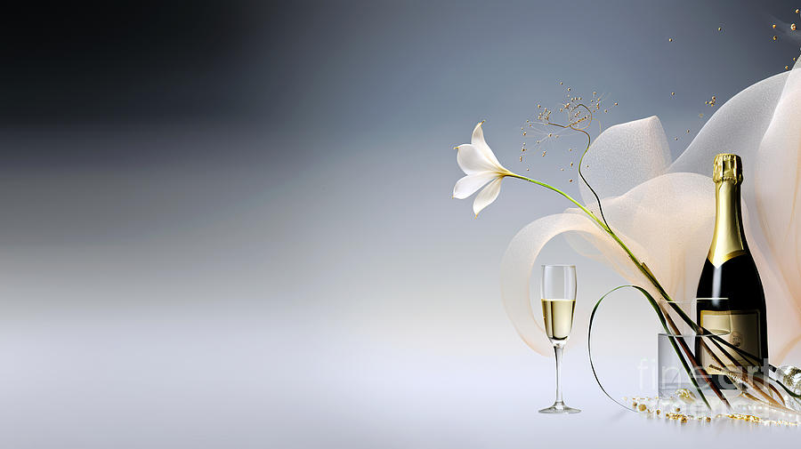 Sparkling and luxurious decoration with champagne, New Years background #2 Digital Art by Odon Czintos