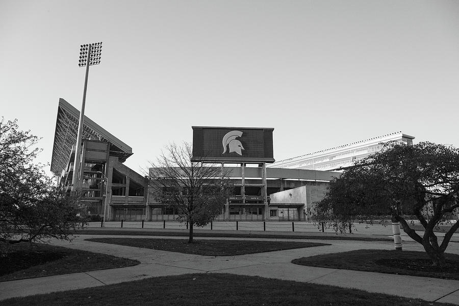 Spartan Stadium at Michigan State University in black and white #2 Photograph by Eldon McGraw