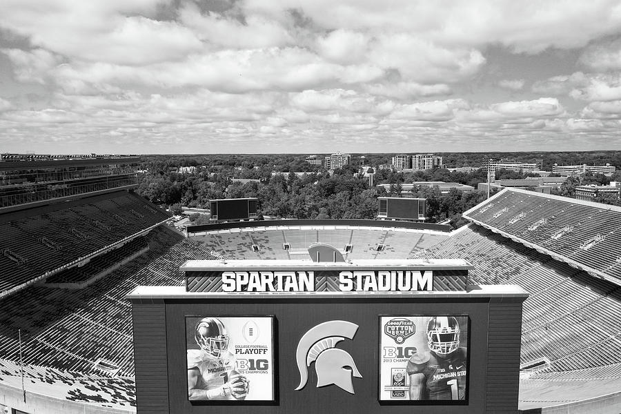 Spartan Stadium at Michigan State University in East Lansing Michigan in black and white #2 Photograph by Eldon McGraw