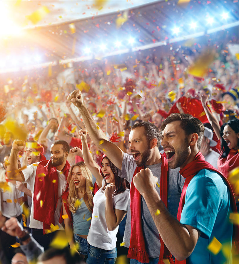 Sport fans: Happy cheering friends #2 Photograph by Dmytro Aksonov