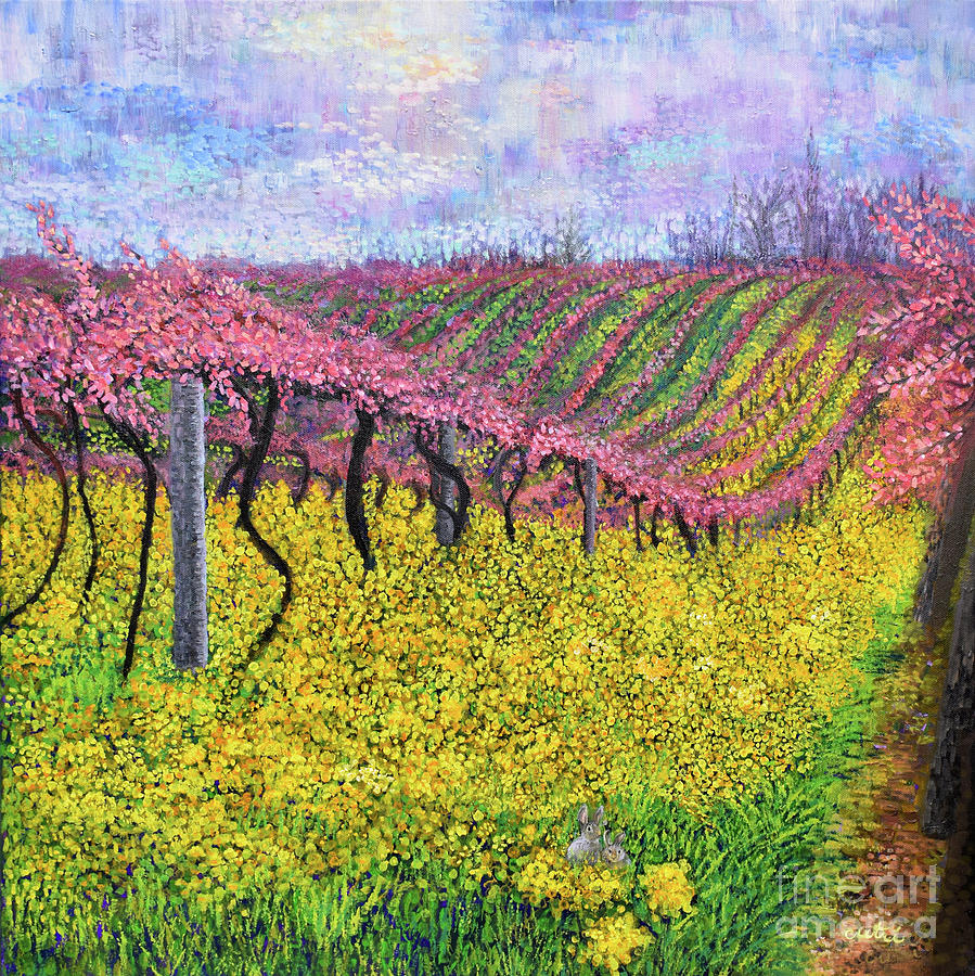 Spring Vineyard Painting by Anne Cameron Cutri