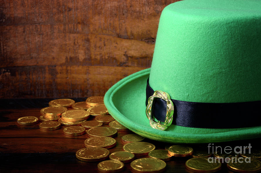 St Patricks Day hat and gold coins.  #2 Photograph by Milleflore Images