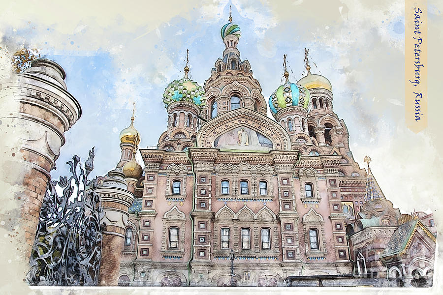 St-Petersburg sketch #2 Digital Art by Ariadna De Raadt