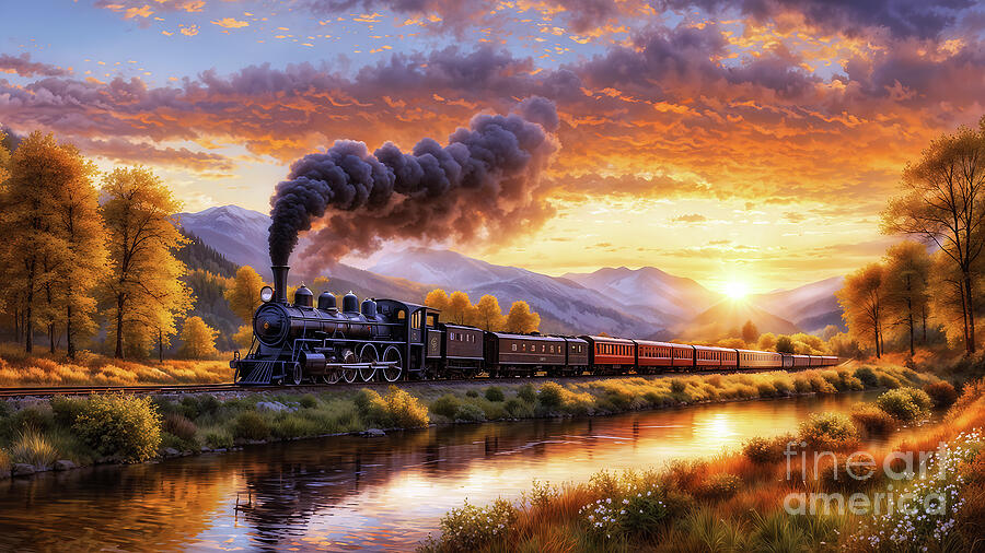 Sunset Digital Art - Steam Train Memories #2 by Ian Mitchell
