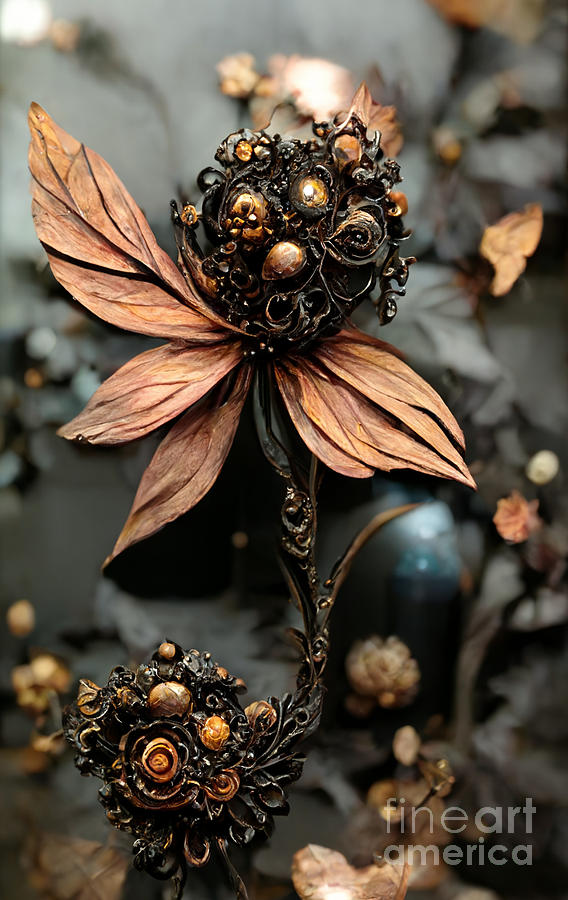 Flower Digital Art - Steampunk Flowers #2 by Sabantha
