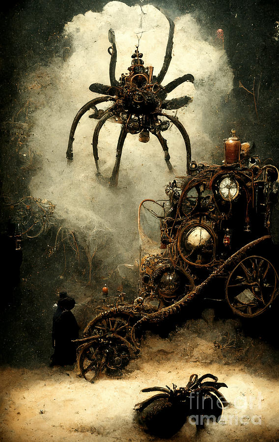 Spider Digital Art - Steampunk tarantula #2 by Sabantha