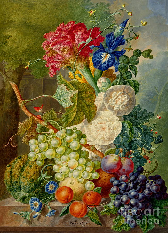 Still Life with Flowers and Fruit #2 Painting by Jan van Os