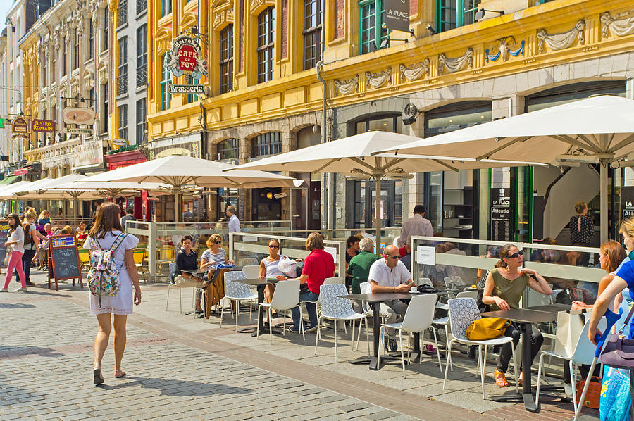 Street cafe restaurant in Lille France #2 Photograph by Alphotographic