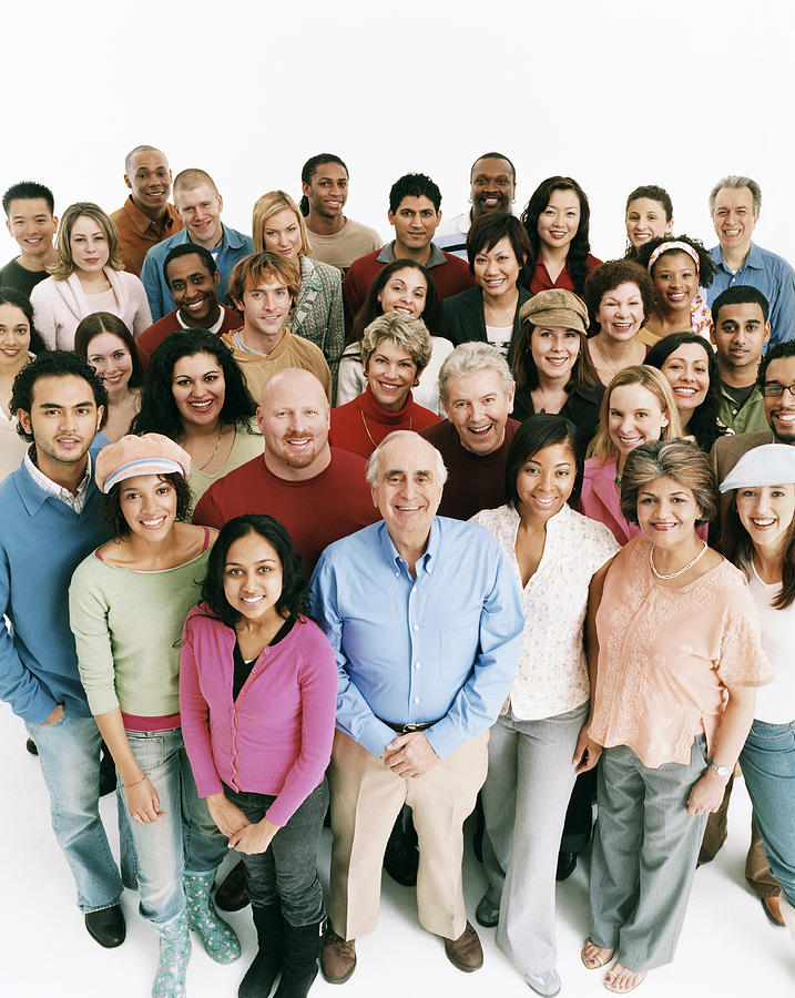 Studio Shot of a Large Mixed Age, Multiethnic Group of Smiling Men and Women #2 Photograph by Digital Vision.