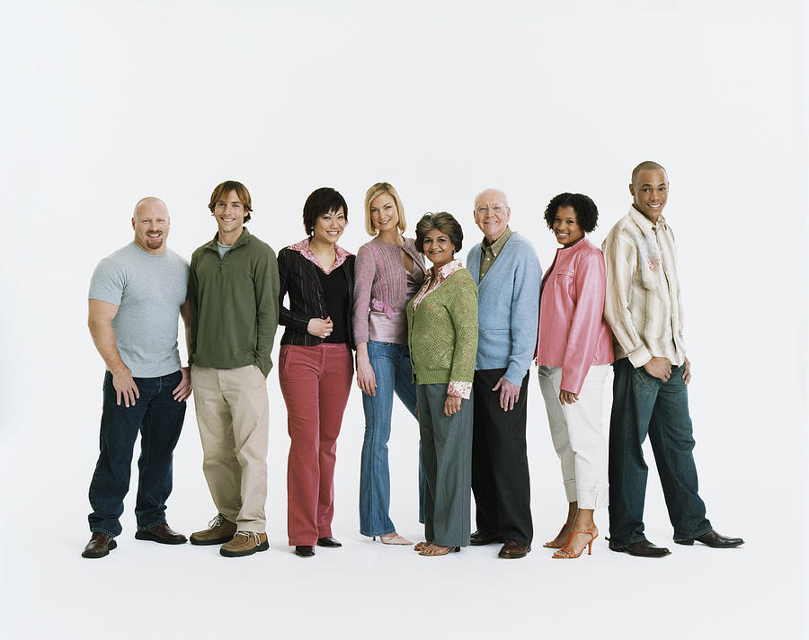 Studio Shot of a Mixed Age, Multiethnic Group of Men and Women Standing in a Line #2 Photograph by Digital Vision.