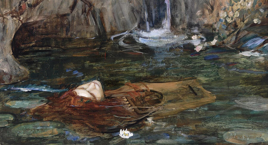 Study for Nymphs Finding the Head of Orpheus, by 1917 Painting by John William Waterhouse