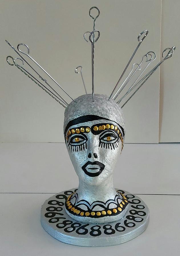 Styrofoam head mannequin markers, gold tacks acrylic painted Painting by  Mirit Ben-Nun - Fine Art America