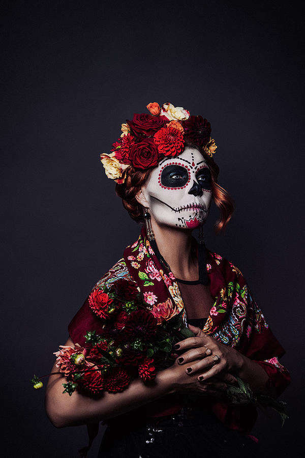 Sugar skull creative make up for halloween #2 Photograph by Knape