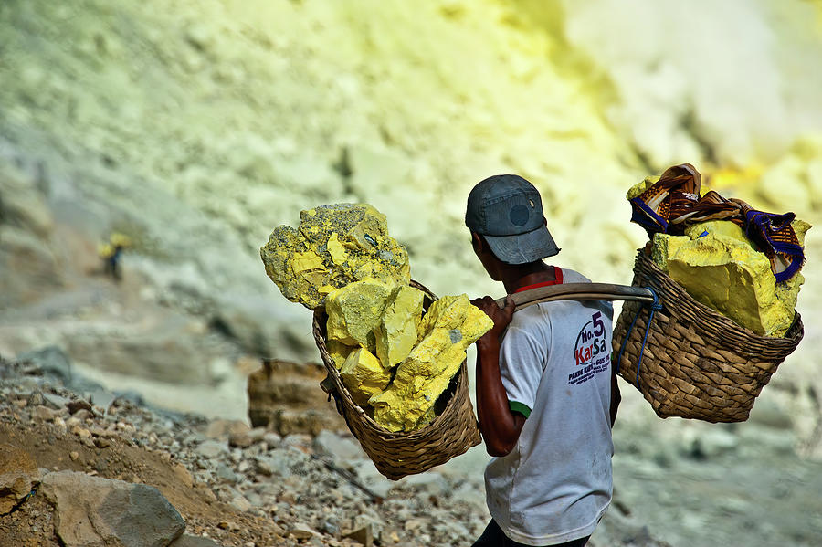 Sulfur Carrier, Ijen, Java. Indonesia #3 Photograph by Lie Yim