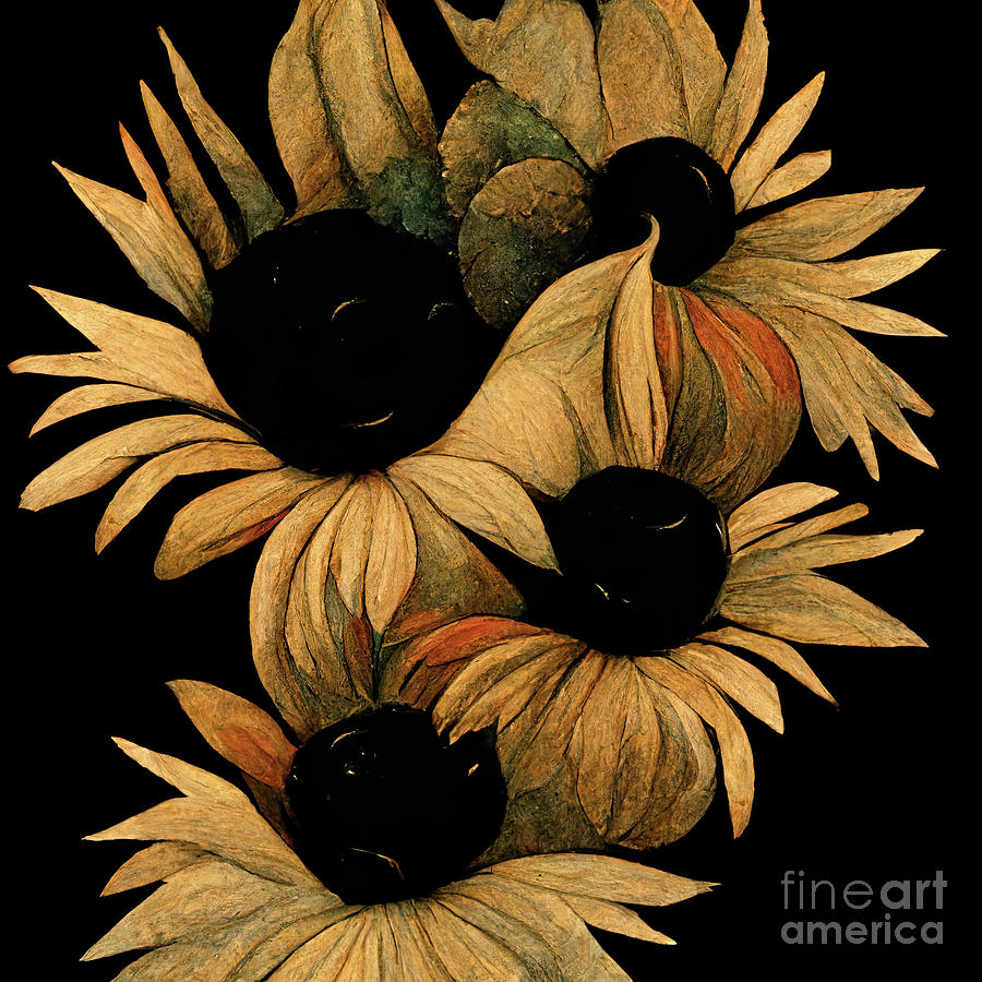 Sunflower Abstract #3 Digital Art by Cindy Singleton